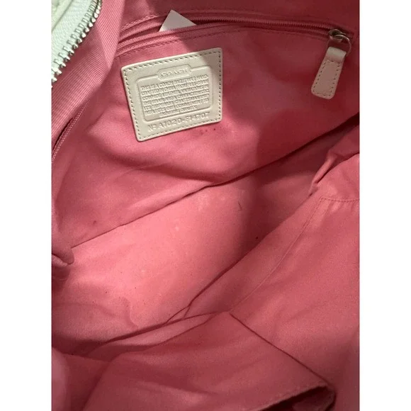 Coach Zoe Leathers‎ Shoulders Hobo Bag White w/ Pink Lining F14707 - Picture 9 of 9